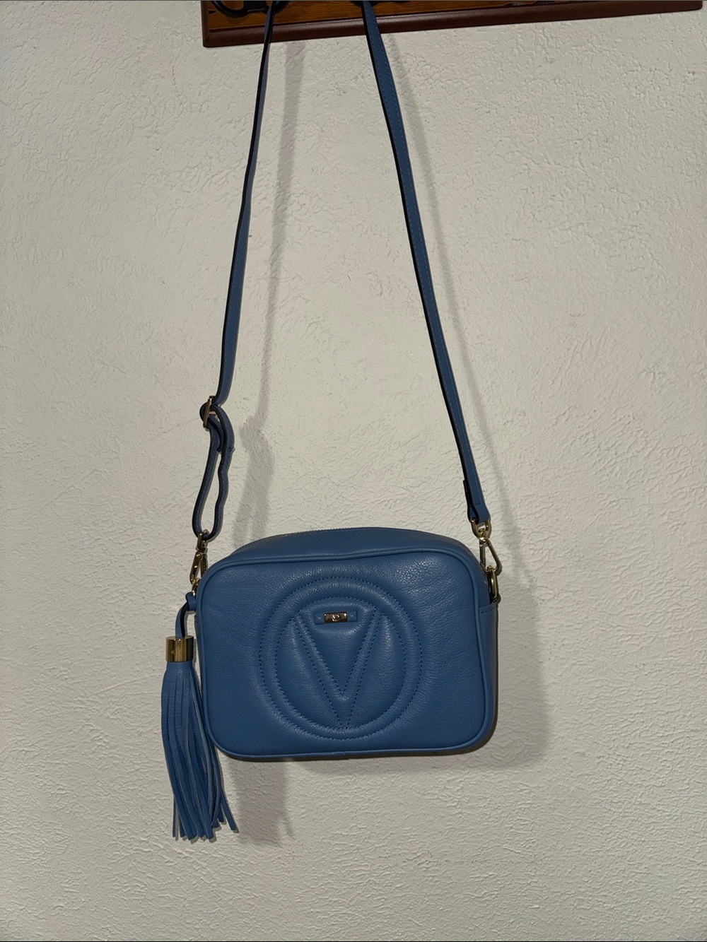 Valentino Blue Leather Crossbody Bag with Tassel